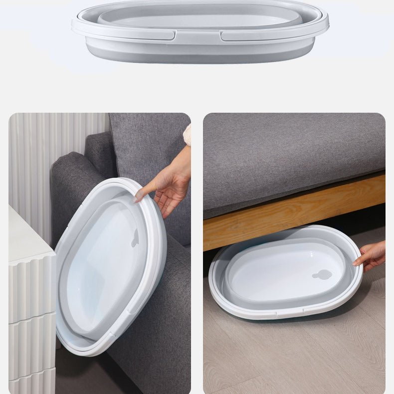 Galeata pliabila, portabila, din silicon si plastic 44x18.5x31.5 cm, alb/gri, 12 litri - BUZ.RO