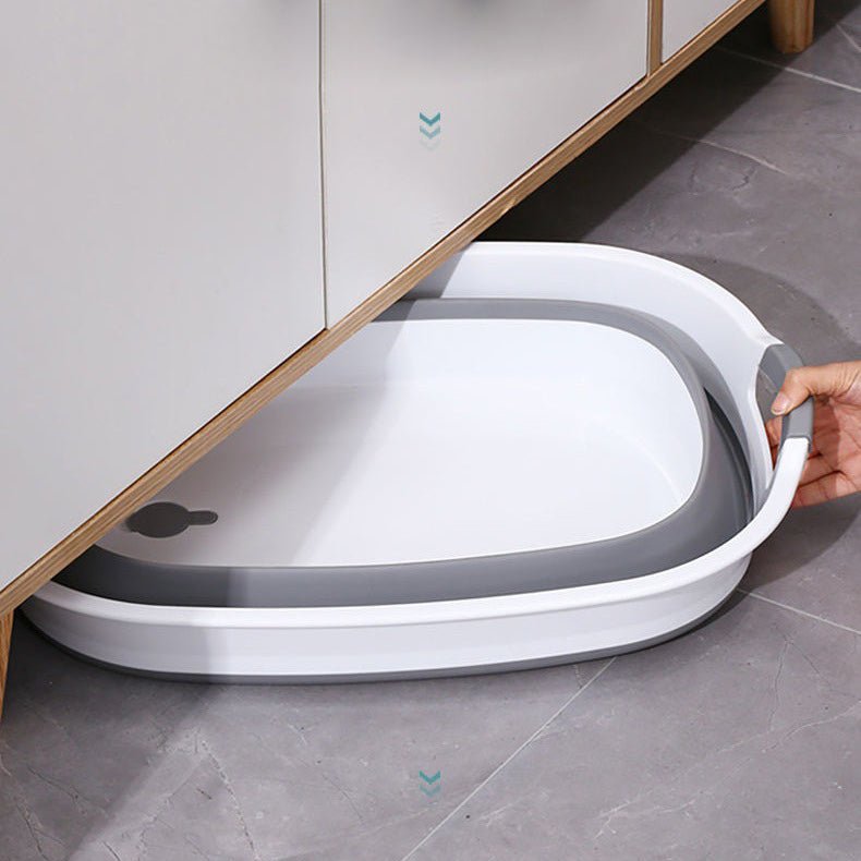 Galeata pliabila, portabila, din silicon si plastic 44x18.5x31.5 cm, alb/gri, 12 litri - BUZ.RO