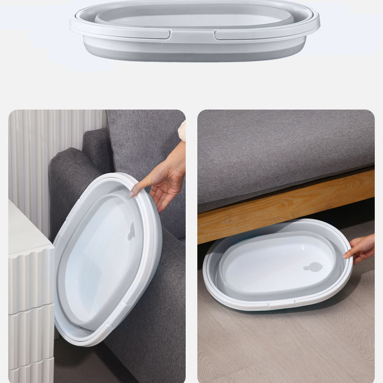 Galeata pliabila, portabila, din silicon si plastic 44x18.5x31.5 cm, alb/gri, 12 litri