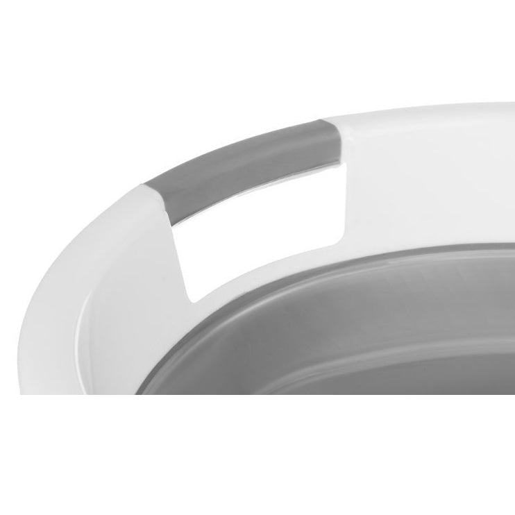 Galeata pliabila, portabila, din silicon si plastic 53.5x38x24 cm, alb/gri, 24 litri - BUZ.RO