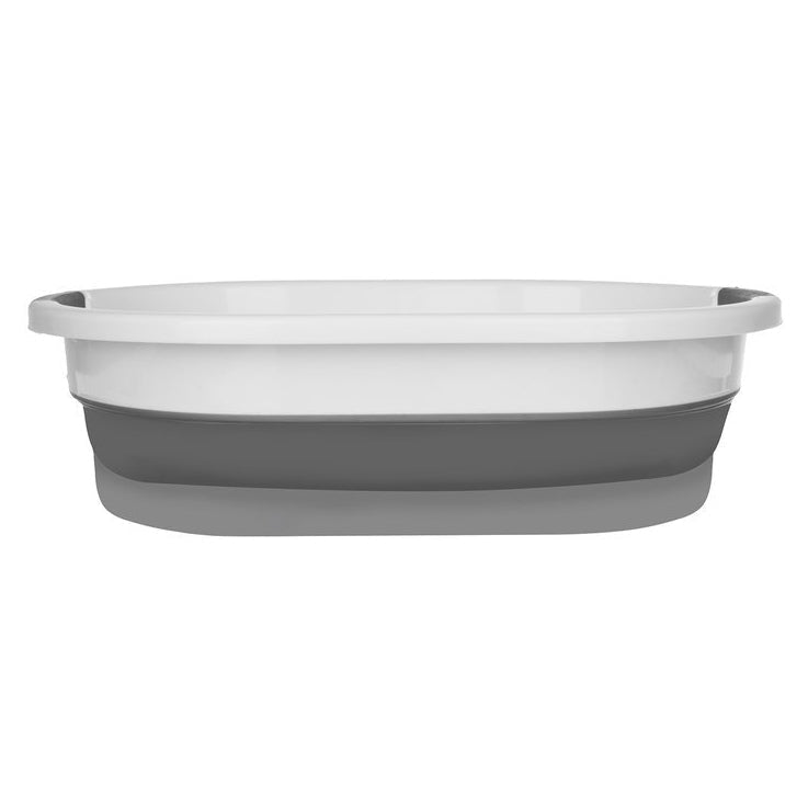 Galeata pliabila, portabila, din silicon si plastic 53.5x38x24 cm, alb/gri, 24 litri - BUZ.RO