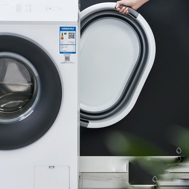 Galeata pliabila, portabila, din silicon si plastic 53.5x38x24 cm, alb/gri, 24 litri - BUZ.RO