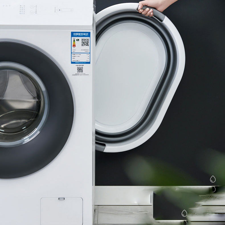 Galeata pliabila, portabila, din silicon si plastic 53.5x38x24 cm, alb/gri, 24 litri