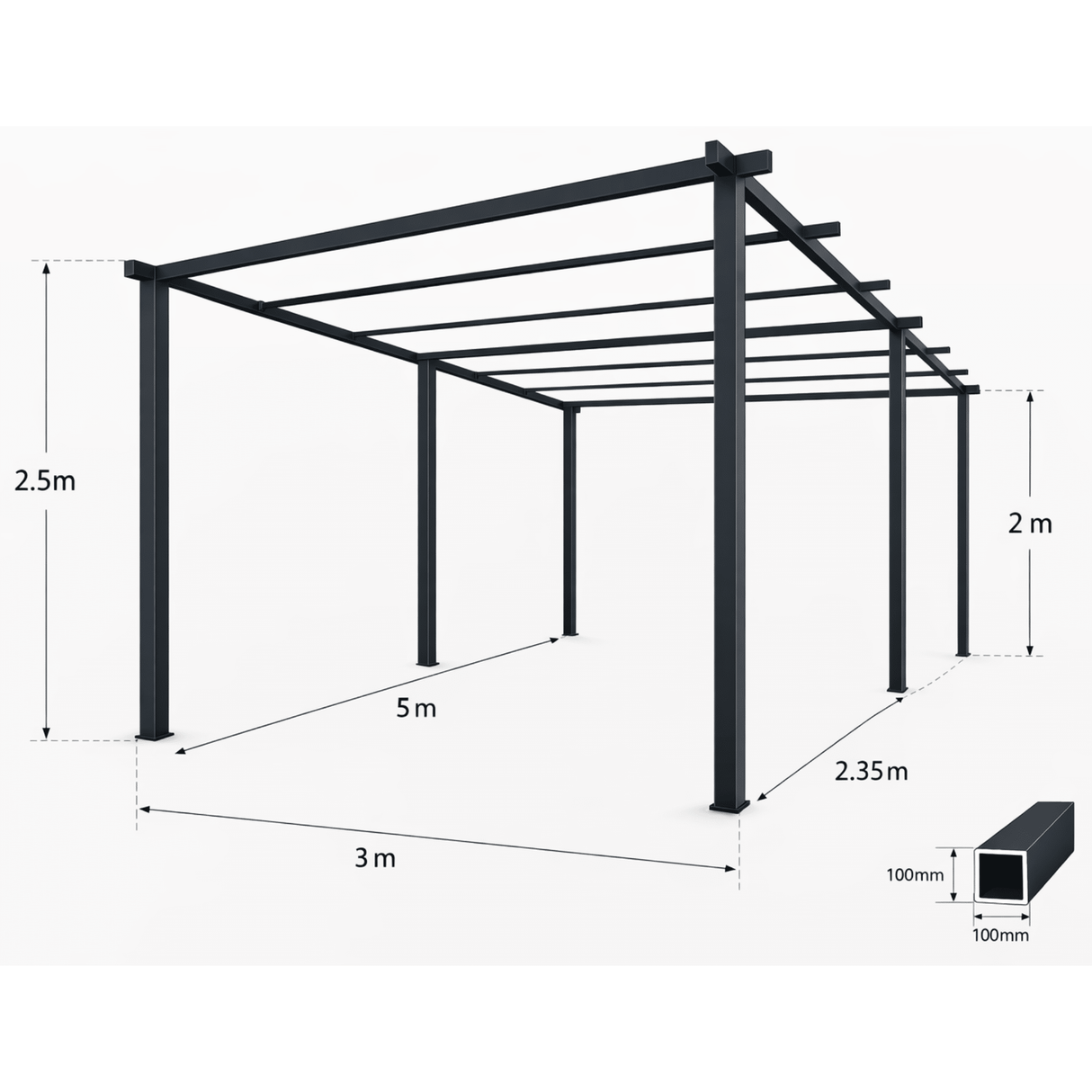 Garaj,Pergola,Pavilion de gradina,Acoperis Masina, Metal,Modular, 3 x 5 m - BUZ.RO