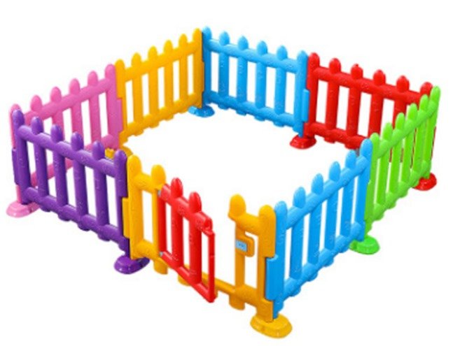 Gardulet copii, multicolor, 8 buc, tarc copii, tarc de joaca, loc de joaca, portita inclusa, dimensiuni 105x75 - BUZ.RO