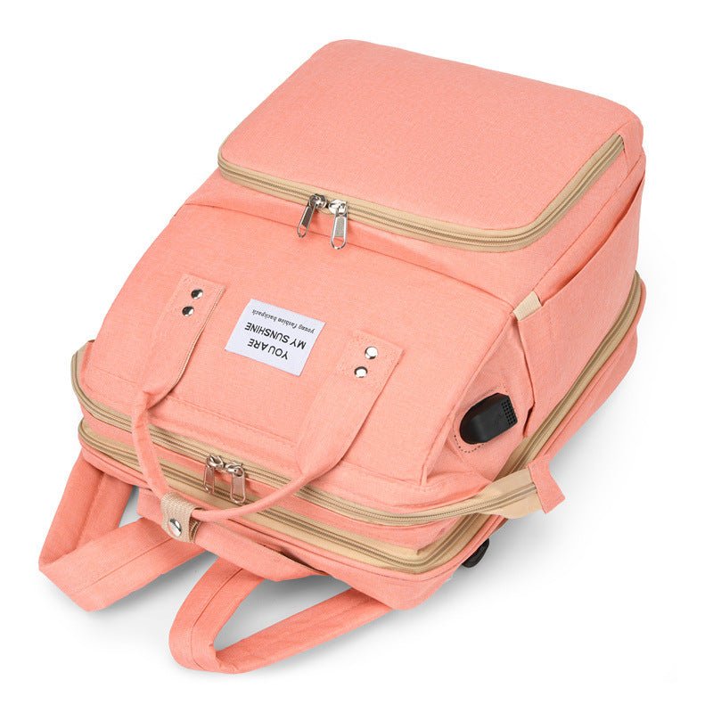 Geanta multifunctionala pentru bebelusi, copii si mamici, geanta dama de umar si carucior, impermeabil ,roz - BUZ.RO