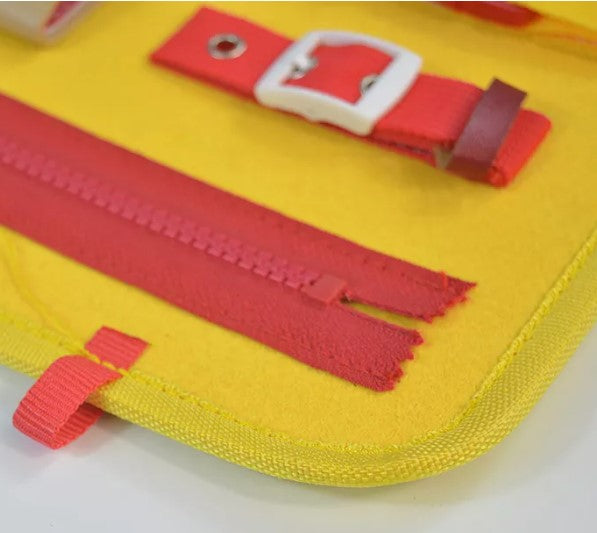 Gentuta senzoriala, cu activitati Montessori, galben, 32x28 cm