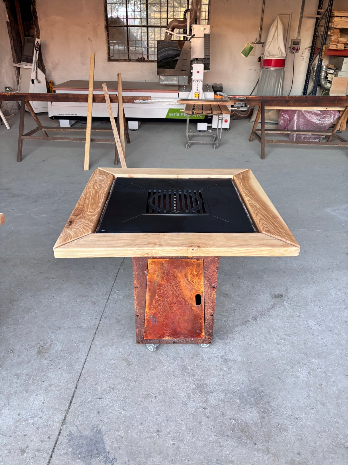 Gratar de gradina Corten Plita 10, 8 sau 6 mm 75x75 cm fire pit - BUZ.RO