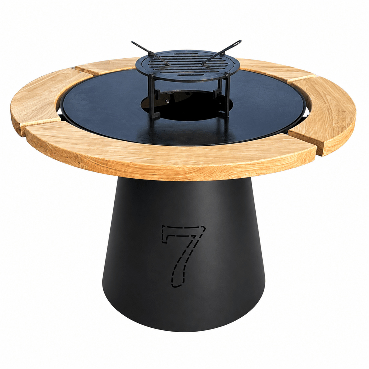 Gratar de gradina VIP fire pit 107cm| plita de 75cm|10mm cu Blat din lemn Tiraj reglabil si Cenusar PERSONALIZABIL - BUZ.RO