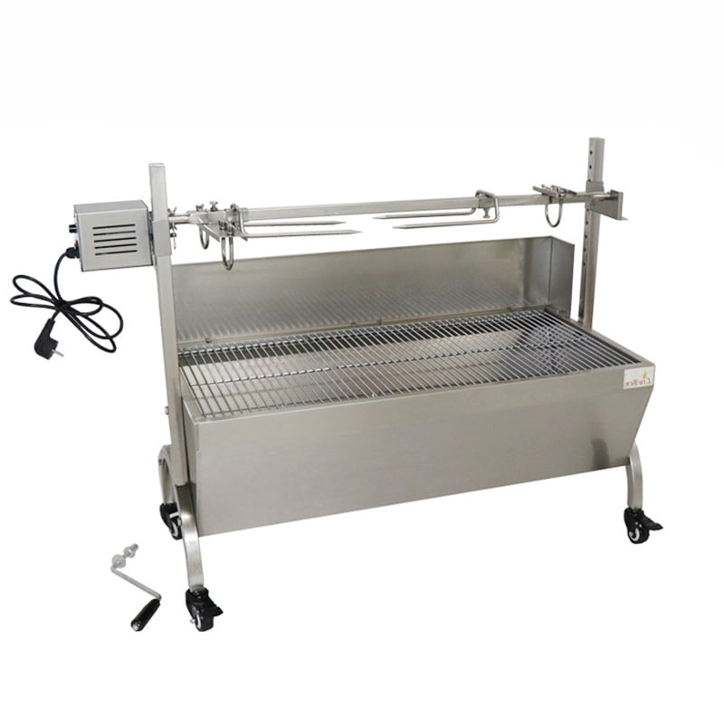 Gratar electric, rotisor, protap, mobil, din otel inoxidabil, dimensiuni 114x23x40cm