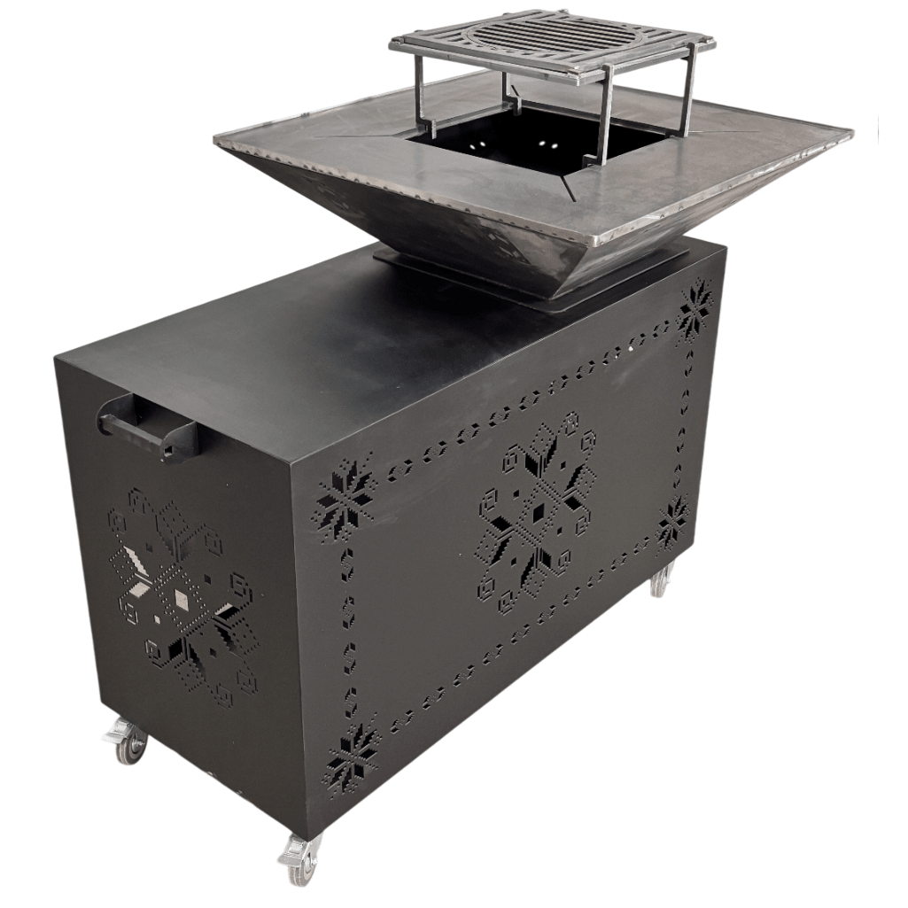 Gratar gradina cu plita 75 cm + masa lucru ,Fire Pit otel 10 mm - BUZ.RO