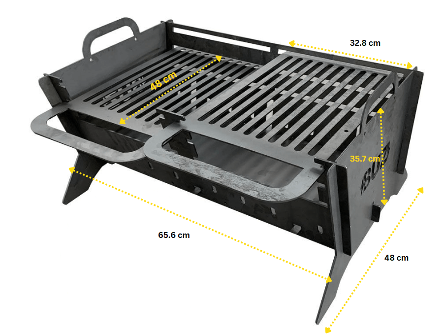 Gratar Gradina, din otel carbon, pentru camping, gradina, pliabil, 65.6x48.6x35.7cm, grosime 3mm - BUZ.RO