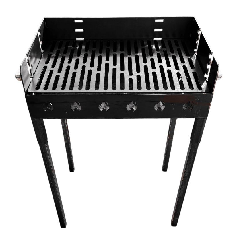 Gratar gradina portabil, cu masa lucru, reglabil pe inaltime de gatire , din otel carbon, suport de lucru, pentru camping, 65X45X95 CM 3 mm grosime tabla - BUZ.RO