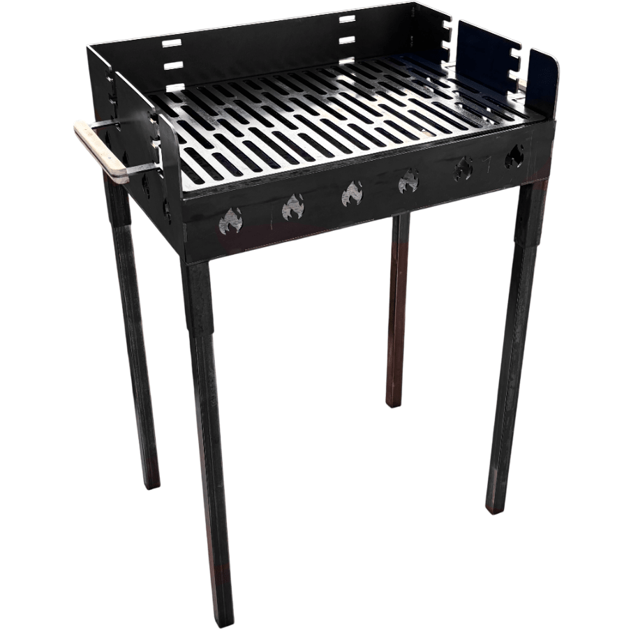 Gratar gradina portabil, cu masa lucru, reglabil pe inaltime de gatire , din otel carbon, suport de lucru, pentru camping, 65X45X95 CM 3 mm grosime tabla - BUZ.RO