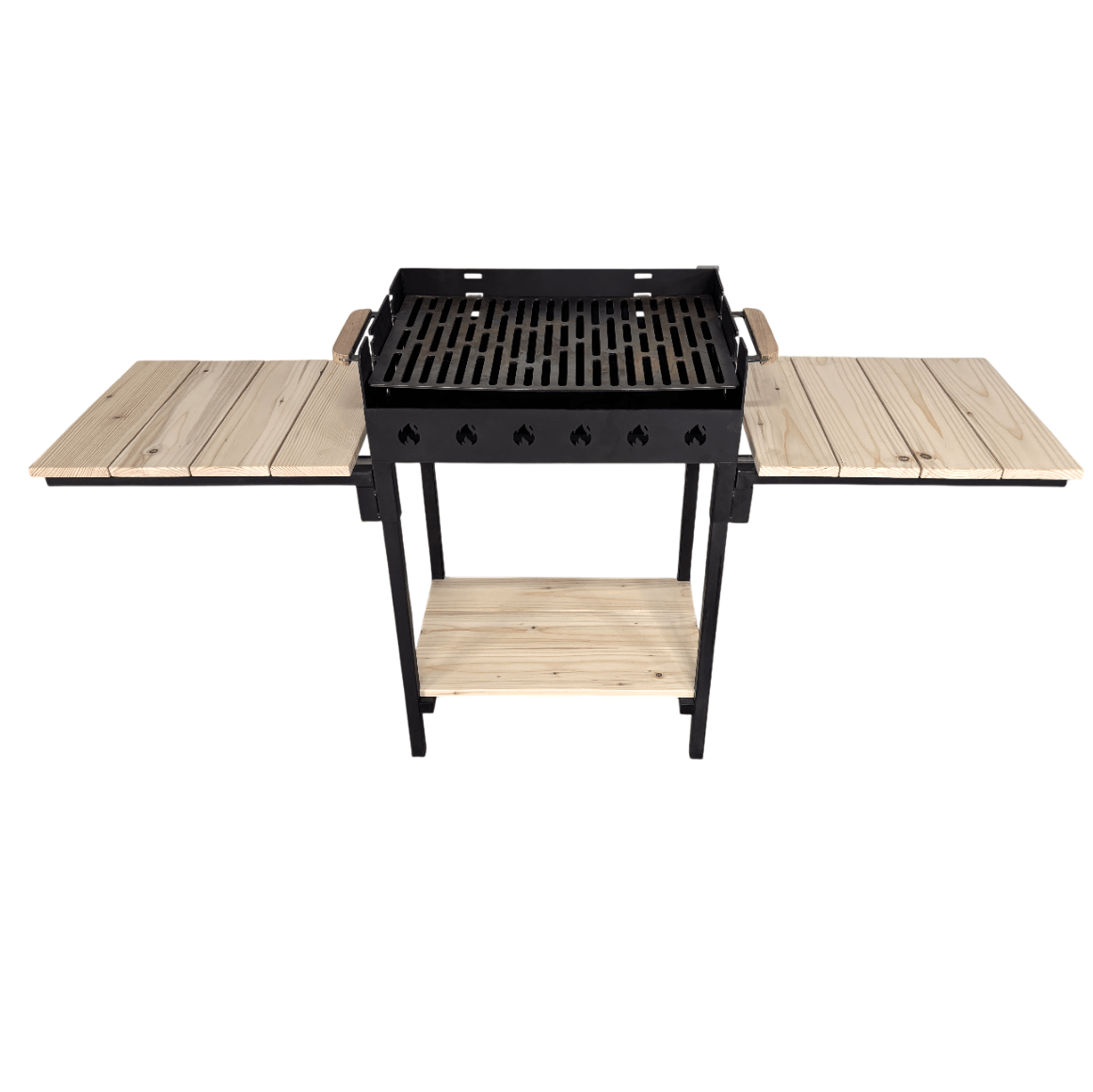 Gratar gradina portabil, cu masa lucru, reglabil pe inaltime de gatire , din otel carbon, suport de lucru, pentru camping, 65X45X95 CM 3 mm grosime tabla - BUZ.RO
