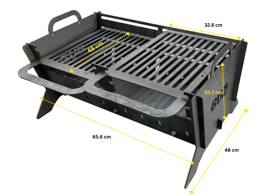 Gratar Gradina, din otel carbon, pentru camping, gradina, pliabil, 65.6x48.6x35.7cm, grosime 3mm