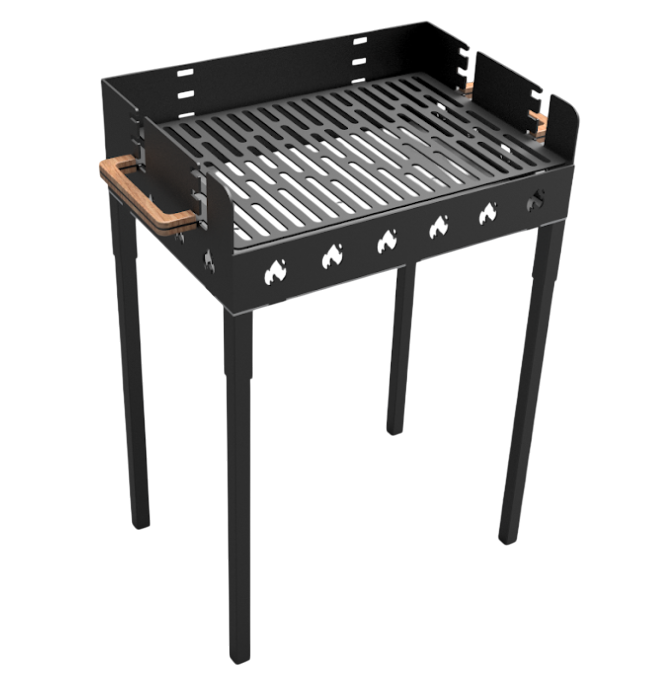 Gratar portabil, reglabil pe inaltime de gatire, din otel carbon, pentru camping, gradina, 65X45X95 CM Grosime Tabla 3 mm