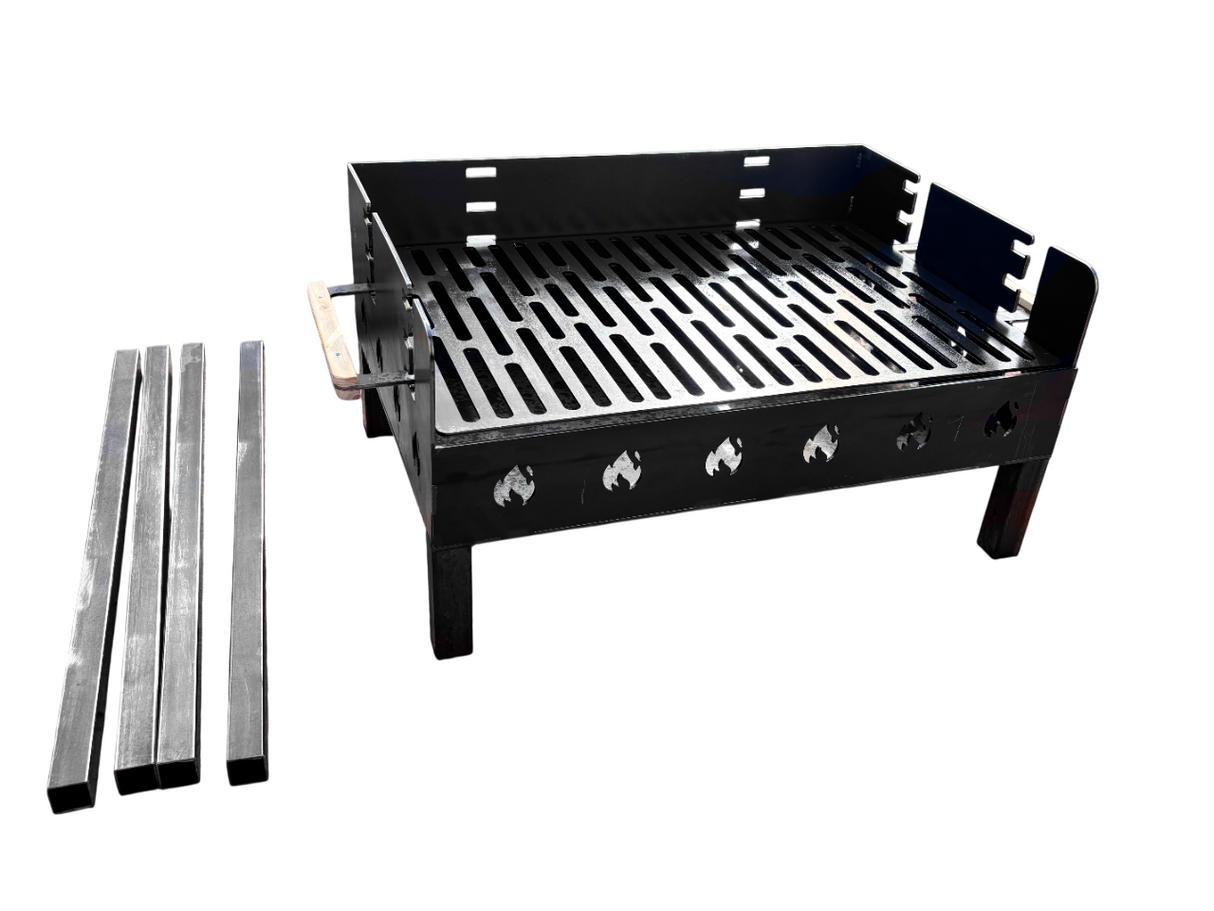 Gratar portabil, reglabil pe inaltime de gatire, din otel carbon, pentru camping, gradina, 65X45X95 CM Grosime Tabla 3 mm