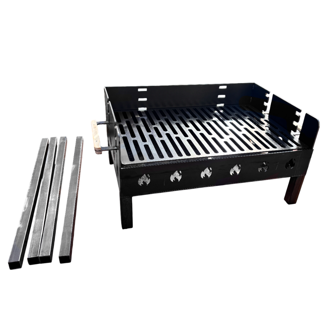 Gratar portabil, reglabil pe inaltime de gatire, din otel carbon, pentru camping, gradina, 65X45X95 CM Grosime Tabla 3 mm