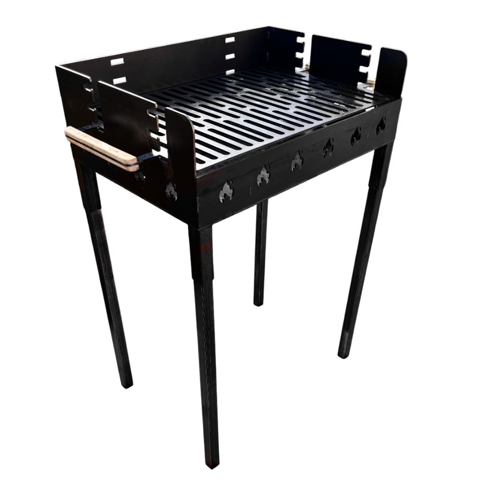 Gratar portabil, reglabil pe inaltime de gatire, din otel carbon, pentru camping, gradina, 65X45X95 CM Grosime Tabla 3 mm