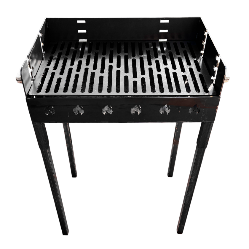 Gratar portabil, reglabil pe inaltime de gatire, din otel carbon, pentru camping, gradina, 65X45X95 CM Grosime Tabla 3 mm