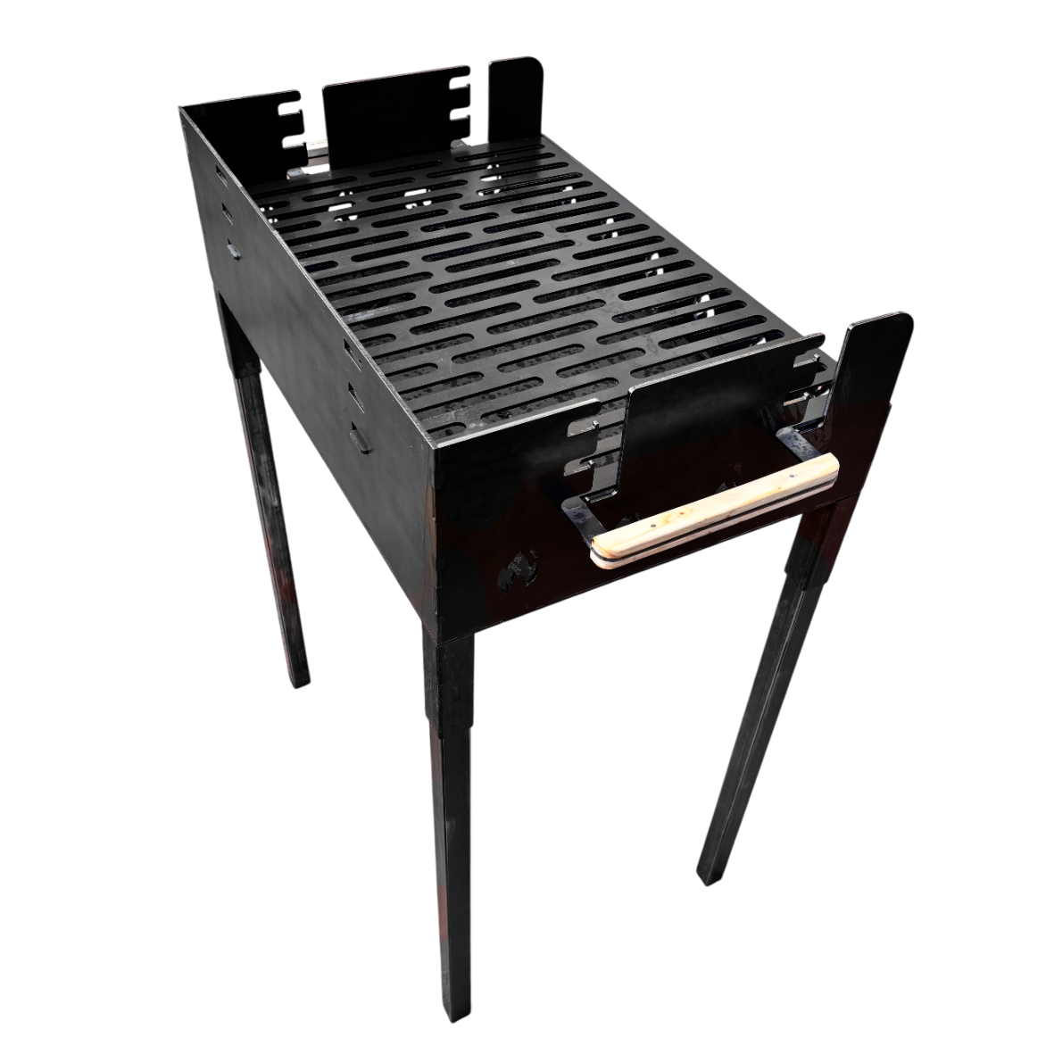 Gratar portabil, reglabil pe inaltime de gatire, din otel carbon, pentru camping, gradina, 65X45X95 CM Grosime Tabla 3 mm