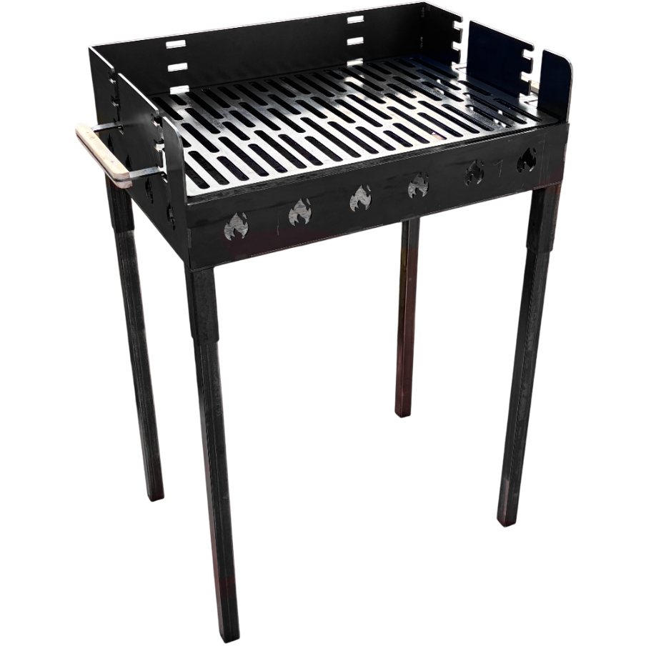 Gratar gradina portabil, cu masa lucru, reglabil pe inaltime de gatire , din otel carbon, suport de lucru, pentru camping, 65X45X95 CM 3 mm grosime tabla