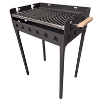 Gratar portabil, reglabil pe inaltime de gatire , cu bare rotunde din otel carbon, pentru camping, gradina, 65X45X95 CM Grosime tabla 4 mm