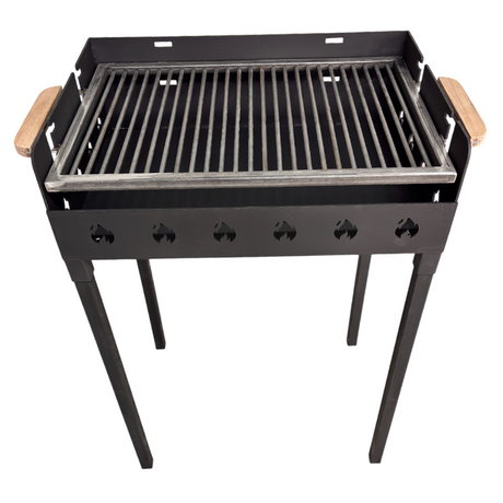 Gratar portabil, reglabil pe inaltime de gatire , cu bare rotunde din otel carbon, pentru camping, gradina, 65X45X95 CM Grosime tabla 4 mm