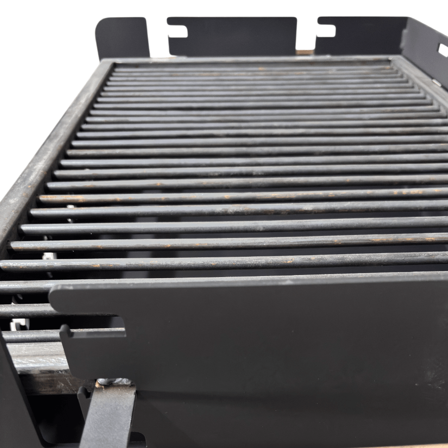 Gratar portabil, reglabil pe inaltime de gatire , cu bare rotunde din otel carbon, pentru camping, gradina, 65X45X95 CM Grosime tabla 4 mm - BUZ.RO