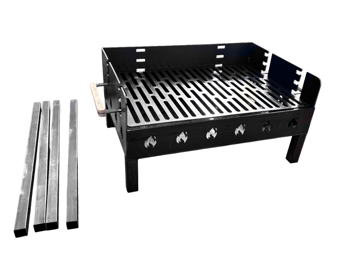 Gratar portabil, reglabil pe inaltime de gatire, din otel carbon, pentru camping, gradina, 65X45X95 CM Grosime Tabla 3 mm - BUZ.RO