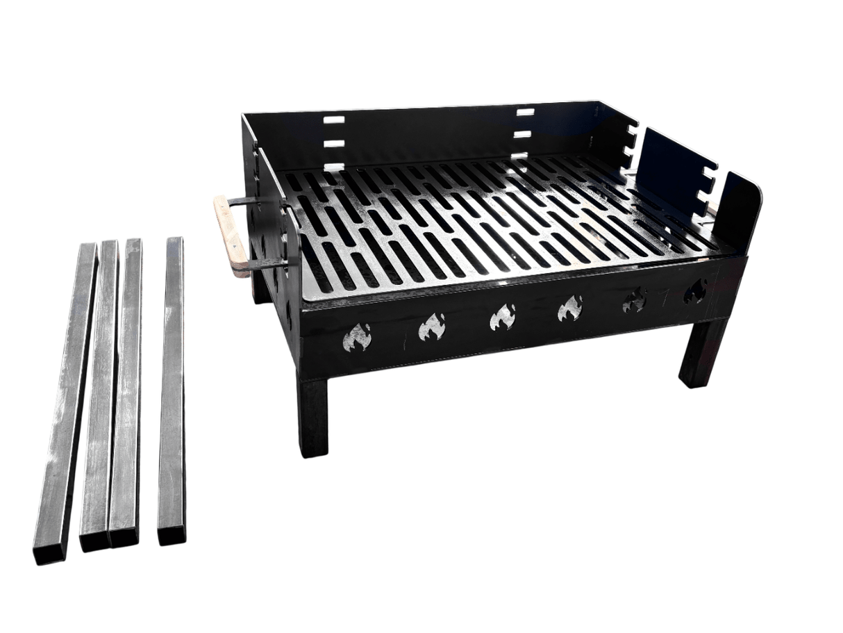 Gratar portabil, reglabil pe inaltime de gatire, din otel carbon, pentru camping, gradina, 65X45X95 CM Grosime Tabla 3 mm - BUZ.RO