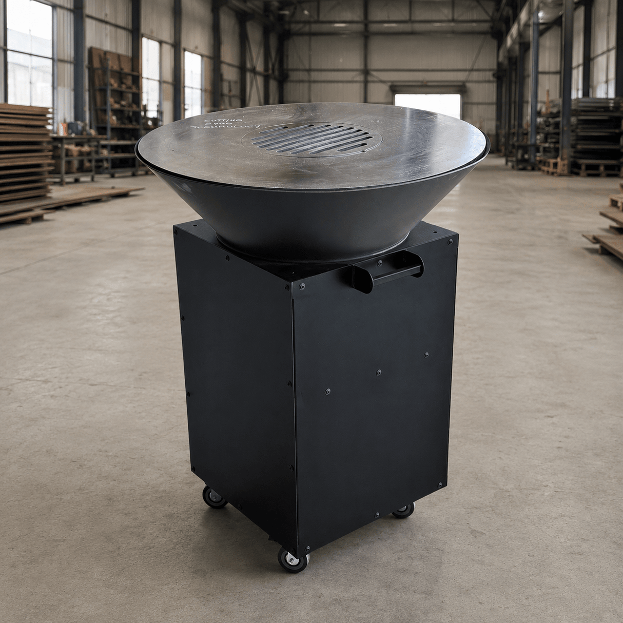 Gratar Rotund de gradina 107cm|diametru 75 cm| fire pit cu Plita rotunda 6/8/10 mm Otel dur - BUZ.RO