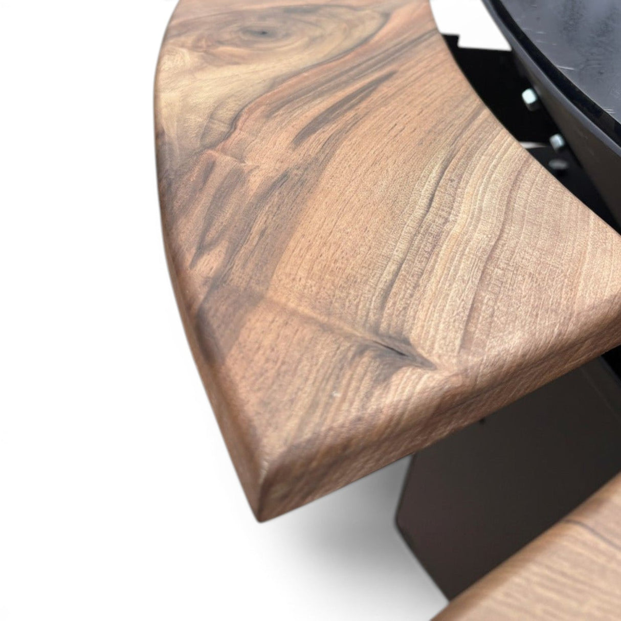 Gratar Rotund Gradina 107cm|diametru Plita 75 cm| grosime 8/10 mm cu reglare tiraj si tavita cenusa blat de lemn - BUZ.RO