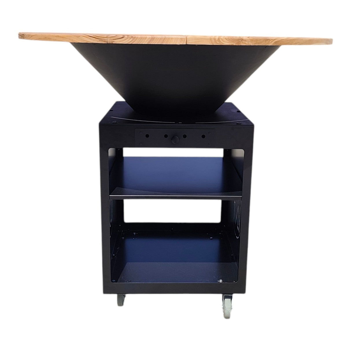 Gratar Rotund Gradina|diametru Plita 75 cm| grosime 8/10 mm cu reglare tiraj si tavita cenusa blat de lemn LM - BUZ.RO