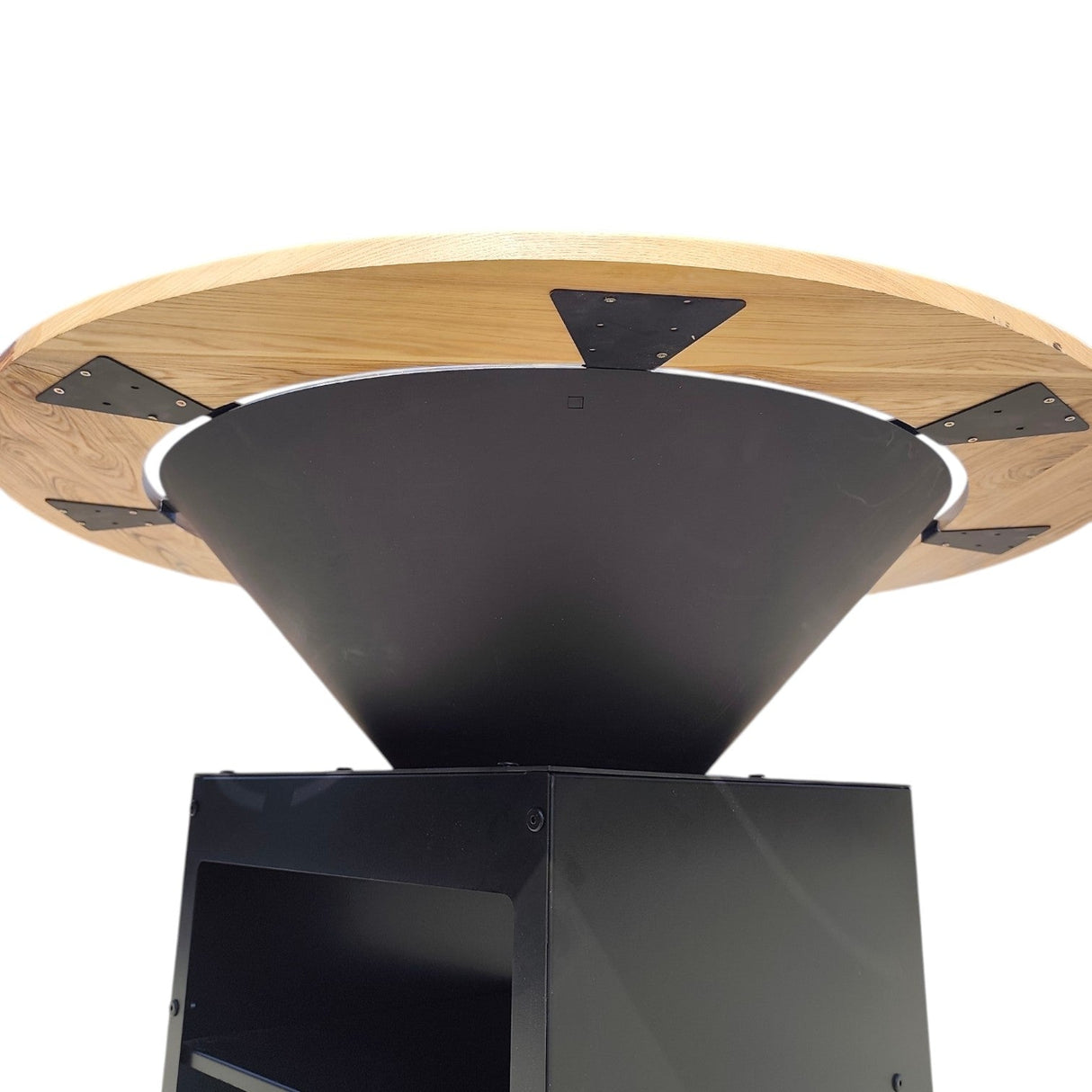 Gratar Rotund Gradina|diametru Plita 75 cm| grosime 8/10 mm cu reglare tiraj si tavita cenusa blat de lemn LM - BUZ.RO