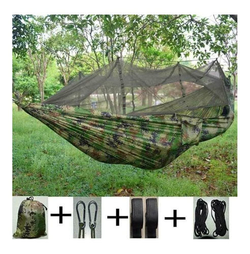 Hamac dublu, plasa de tantari, model militaresc, greutate maxima suportata 200 kg