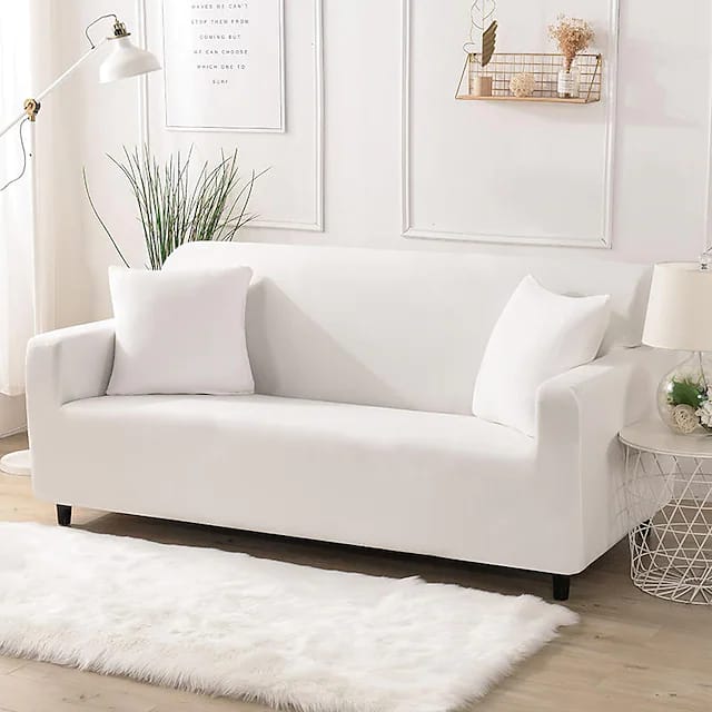 Husa elastica universala cu 2 fete de perna, alb, 90 x140 cm - BUZ.RO