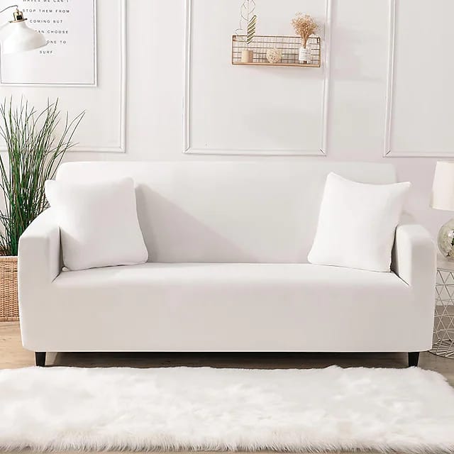 Husa elastica universala cu 2 fete de perna, alb, 90 x140 cm