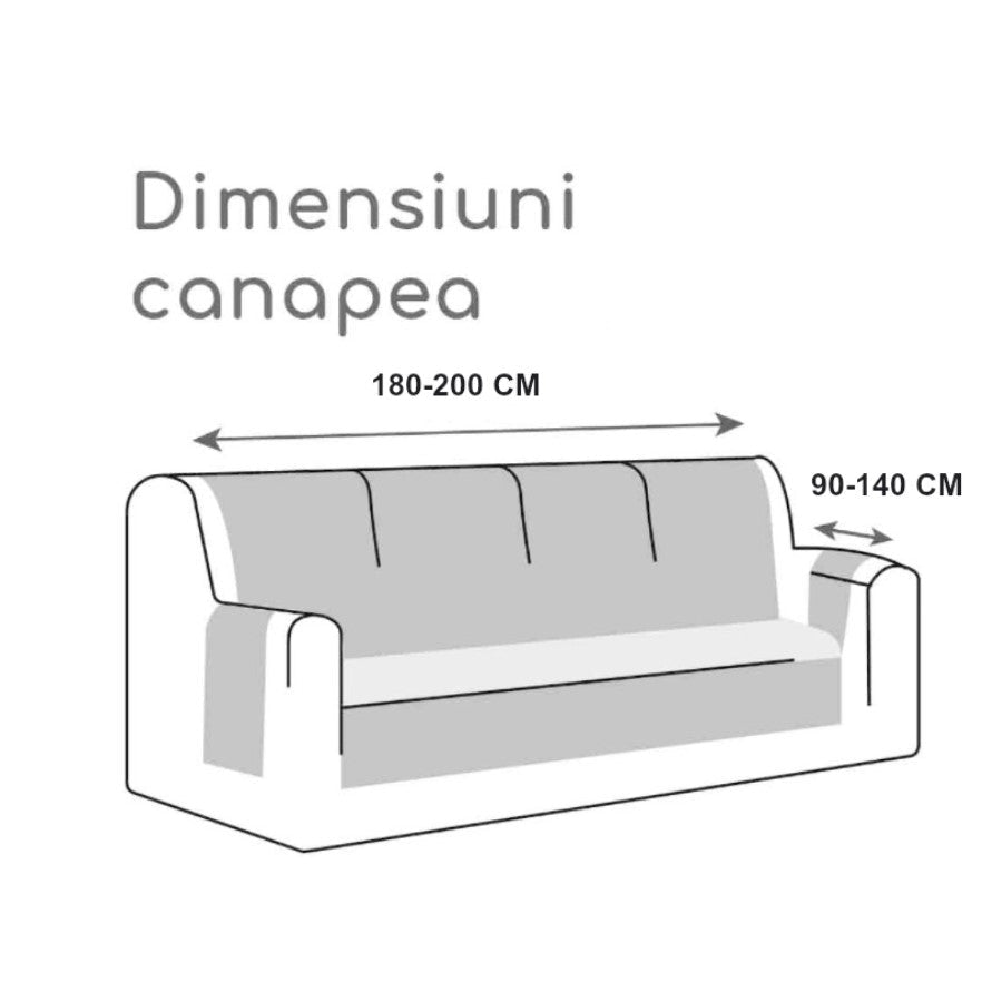 Husa elastica universala pentru canapea si pat, cu 2 fete de perna, crem cu flori,190 - 230cm - BUZ.RO