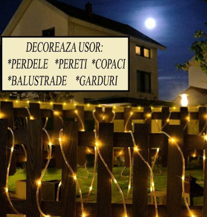 Instalatie perdea Craciun, LED-uri acoperite, 3x2 m, interior sau exterior, 200 de lumini LED, alb cald.