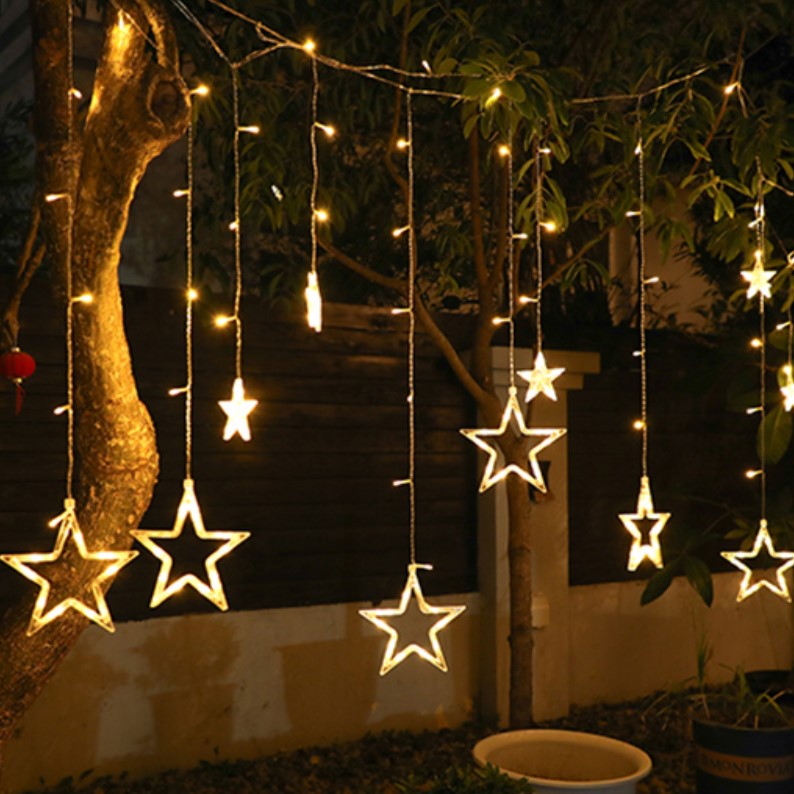 Instalatie craciun, perdea luminoasa ploaie de stele, pentru interior sau exterior, 3 metri, interconectabila, lumini LED, alb cald