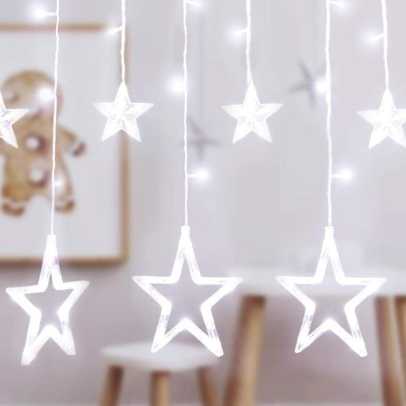 Instalatie craciun, perdea luminoasa ploaie de stele, pentru interior sau exterior, 3 metri, interconectabila, lumini LED, alb rece