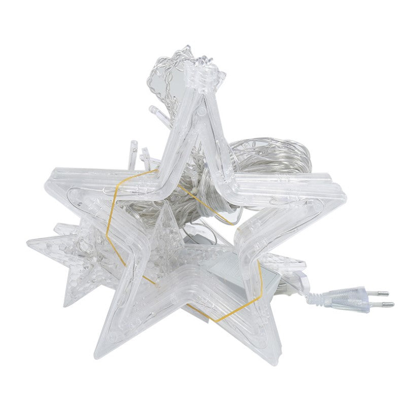 Instalatie craciun, perdea luminoasa ploaie de stele, pentru interior sau exterior, 3 metri, interconectabila, lumini LED, alb rece