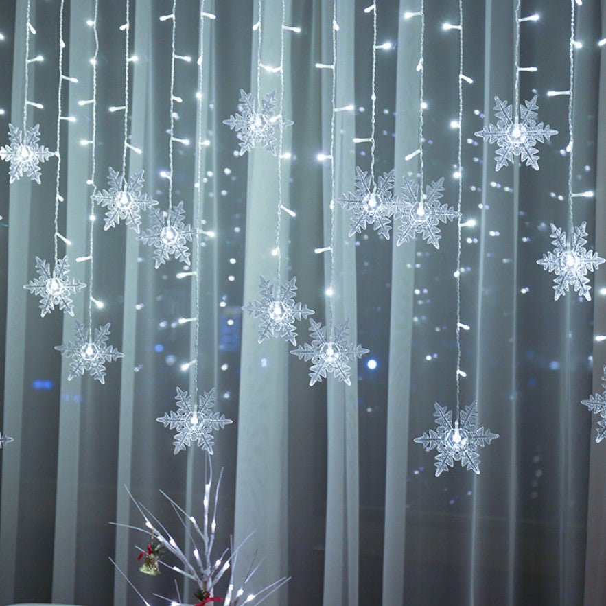 Instalatie craciun, ploaie de fulgi, instalatie perdea, 3.5 metri, lumini LED, interior, exterior, alb rece - BUZ.RO