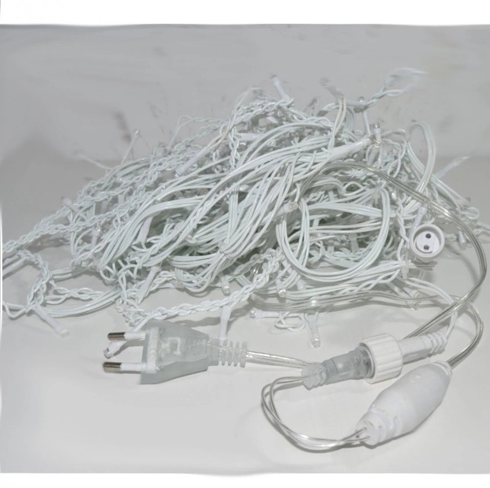 Instalatie franjuri exterior, 8 Metri luminosi 252 leduri, 8 jocuri de lumini, alb rece