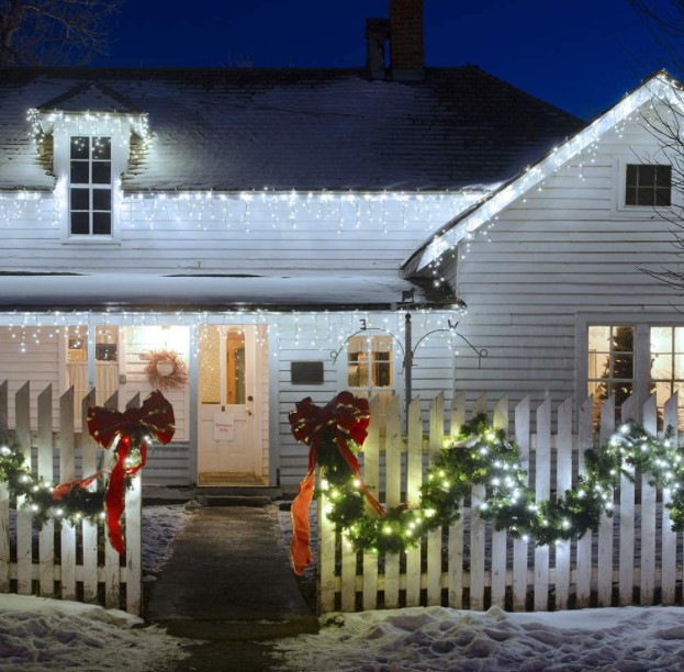 Instalatie franjuri exterior, 8 Metri luminosi 252 leduri, 8 jocuri de lumini, alb rece