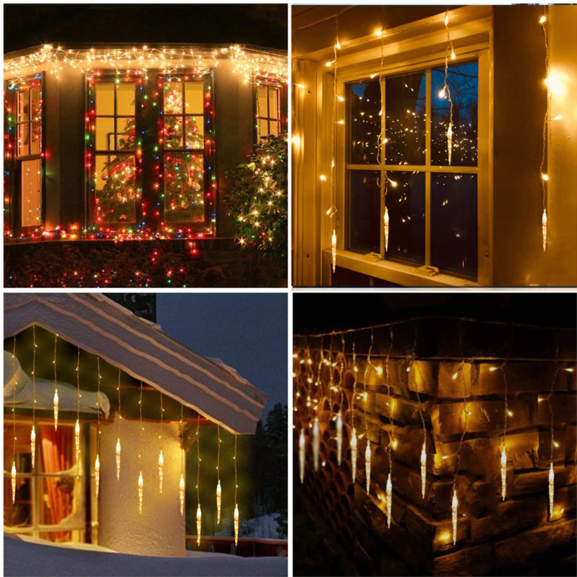 Instalatie luminoasa, pentru Craciun, perdea de lumini, sloi de gheata, turturi, interconectabila, 3 metri, alb cald