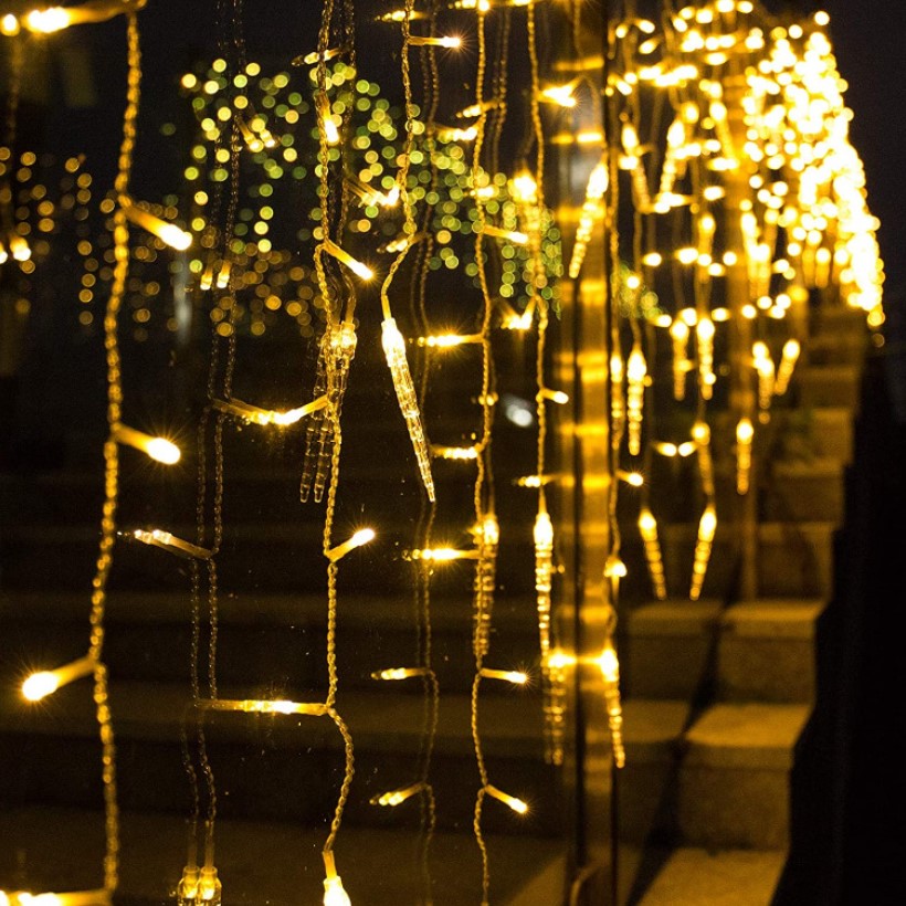 Instalatie luminoasa, pentru Craciun, perdea de lumini, sloi de gheata, turturi, interconectabila, 3 metri, alb cald