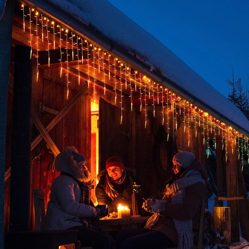 Instalatie luminoasa, pentru Craciun, perdea de lumini, sloi de gheata, turturi, interconectabila, 3 metri, alb cald